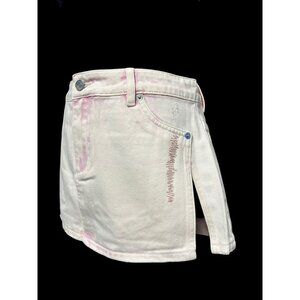 Ser.O.Ya Zuri Low Rise Mini Skirt Women 29 Pink-Tinted Denim Side Slit Beach res